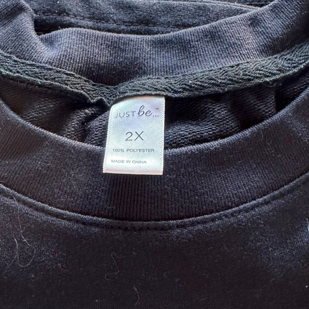 Womens Sweatshirt Size 2X Black Raglan Soft Winter Fall Comfy Cozy Essentials - Picture 6 of 7